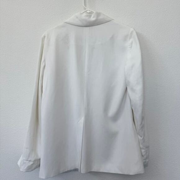 CARTONNIER White Blazer Size 8 Tencel Cotton Minimalist Scandi Light Academia - Picture 8 of 8